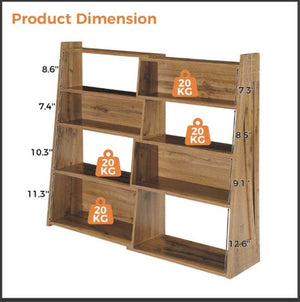 English Elm Wooden Walnut Corner Bookcase Modular L-Shaped Shelving Unit for Living Room Study White + Light Oak W5379P501962