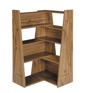 English Elm Wooden Walnut Corner Bookcase Modular L-Shaped Shelving Unit for Living Room Study White + Light Oak W5379P501962