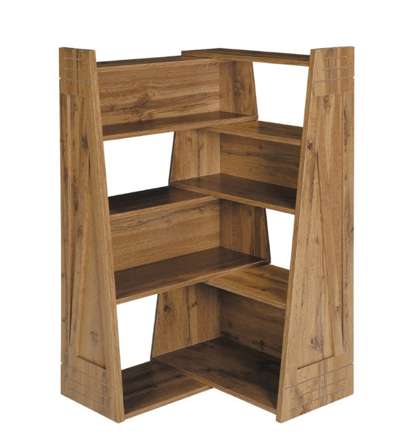 English Elm Wooden Walnut Corner Bookcase Modular L-Shaped Shelving Unit for Living Room Study White + Light Oak W5379P501962