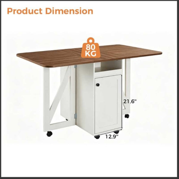 English Elm Foldable Drop Leaf Kitchen Cart with Travertine Top Oak Cabinet and Wine Storage Light Oak / Slate W5379P501999