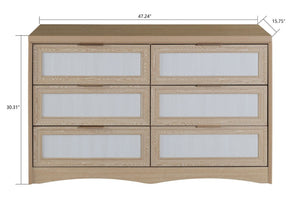 English Elm Royal Oak Two-Tone Six Drawer Dresser Farmhouse Nordic Wood Bedroom Storage W5379P503736