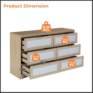 English Elm Royal Oak Two-Tone Six Drawer Dresser Farmhouse Nordic Wood Bedroom Storage W5379P503736