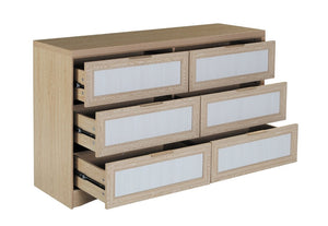 English Elm Royal Oak Two-Tone Six Drawer Dresser Farmhouse Nordic Wood Bedroom Storage W5379P503736
