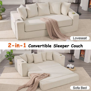 English Elm 76 Inch Convertible Sleeper Sofa Fold Flat Guest Bed for Studios and Small Spaces W5385P433280