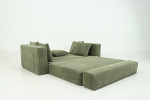 English Elm 76 Inch Convertible Sleeper Sofa Fold Flat Guest Bed for Studios and Small Spaces Green W5385P433284