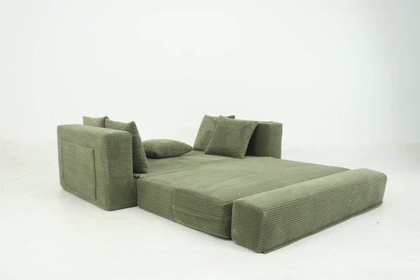 English Elm 76 Inch Convertible Sleeper Sofa Fold Flat Guest Bed for Studios and Small Spaces Green W5385P433284