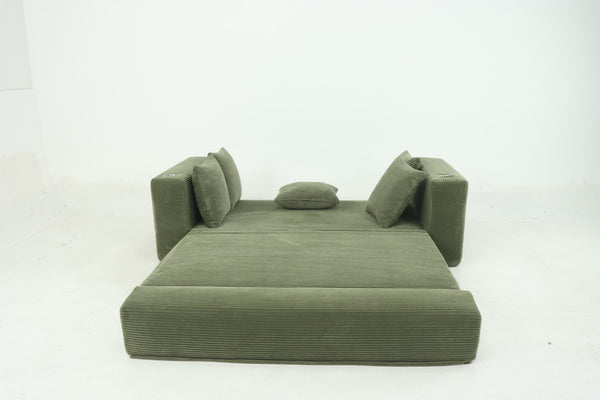 English Elm 76 Inch Convertible Sleeper Sofa Fold Flat Guest Bed for Studios and Small Spaces Green W5385P433284