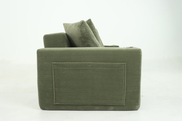 English Elm 76 Inch Convertible Sleeper Sofa Fold Flat Guest Bed for Studios and Small Spaces Green W5385P433284