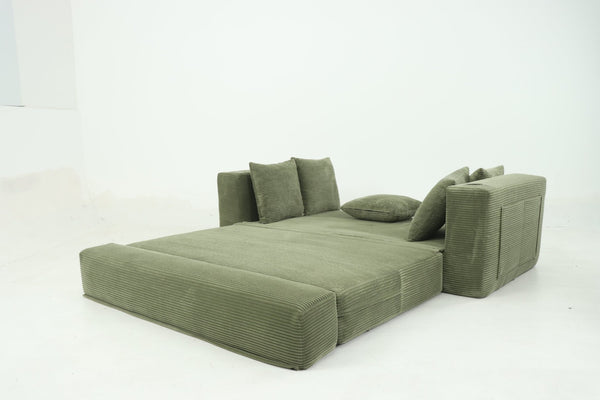 English Elm 76 Inch Convertible Sleeper Sofa Fold Flat Guest Bed for Studios and Small Spaces Green W5385P433284