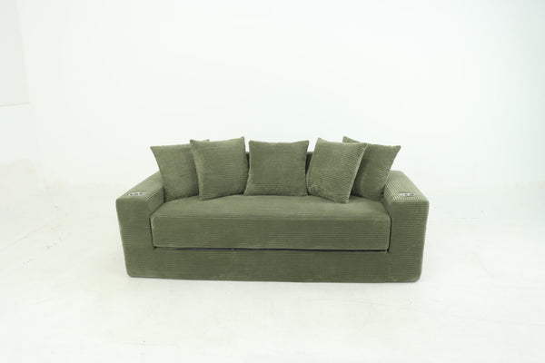 English Elm 76 Inch Convertible Sleeper Sofa Fold Flat Guest Bed for Studios and Small Spaces Green W5385P433284
