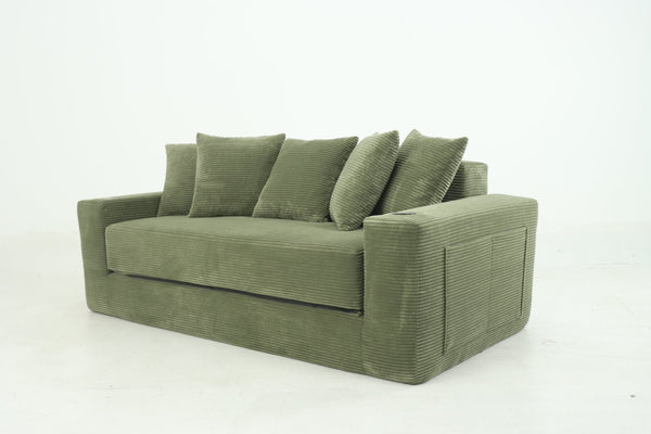 English Elm 76 Inch Convertible Sleeper Sofa Fold Flat Guest Bed for Studios and Small Spaces Green W5385P433284