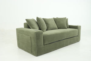English Elm 76 Inch Convertible Sleeper Sofa Fold Flat Guest Bed for Studios and Small Spaces Green W5385P433284