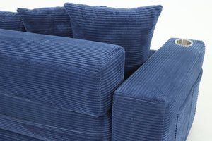 English Elm 76 Inch Convertible Sleeper Sofa Fold Flat Guest Bed for Studios and Small Spaces Blue W5385P433285