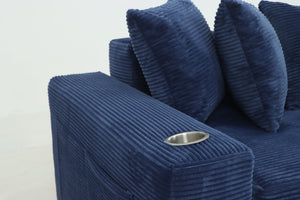 English Elm 76 Inch Convertible Sleeper Sofa Fold Flat Guest Bed for Studios and Small Spaces Blue W5385P433285