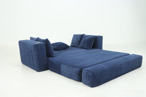 English Elm 76 Inch Convertible Sleeper Sofa Fold Flat Guest Bed for Studios and Small Spaces Blue W5385P433285