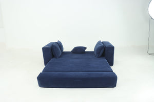 English Elm 76 Inch Convertible Sleeper Sofa Fold Flat Guest Bed for Studios and Small Spaces Blue W5385P433285
