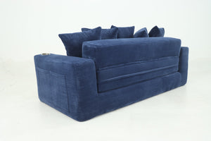 English Elm 76 Inch Convertible Sleeper Sofa Fold Flat Guest Bed for Studios and Small Spaces Blue W5385P433285