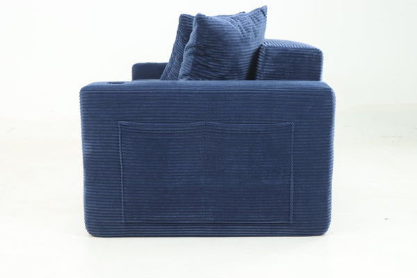 English Elm 76 Inch Convertible Sleeper Sofa Fold Flat Guest Bed for Studios and Small Spaces Blue W5385P433285