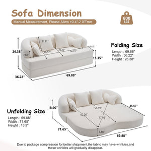 English Elm 2-in-1 Convertible Chenille Sofa Bed for Guest Rooms Studios and Small Living Spaces White W5385P454870