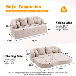 English Elm 2-in-1 Convertible Chenille Sofa Bed for Guest Rooms Studios and Small Living Spaces Apricot W5385P454875