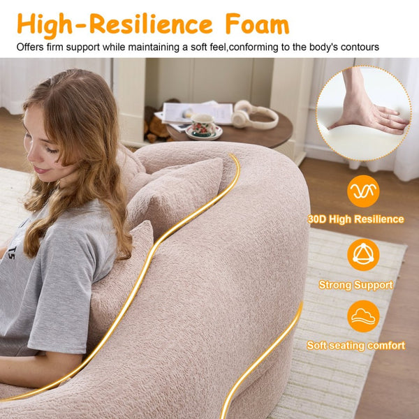 English Elm 2-in-1 Convertible Chenille Sofa Bed for Guest Rooms Studios and Small Living Spaces Apricot W5385P454875