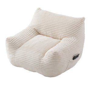 English Elm Bean Bag Chair with Armrests Shredded Foam Fill Oversized Lounge Seat and Ottoman Set White W5385P502043