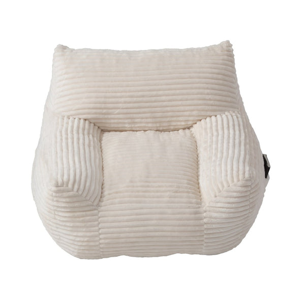 English Elm Bean Bag Chair with Armrests Shredded Foam Fill Oversized Lounge Seat and Ottoman Set White W5385P502043