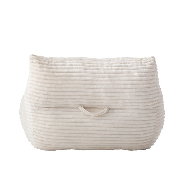 English Elm Bean Bag Chair with Armrests Shredded Foam Fill Oversized Lounge Seat and Ottoman Set White W5385P502043