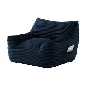English Elm Bean Bag Chair with Armrests Shredded Foam Fill Oversized Lounge Seat and Ottoman Set Blue W5385P502046