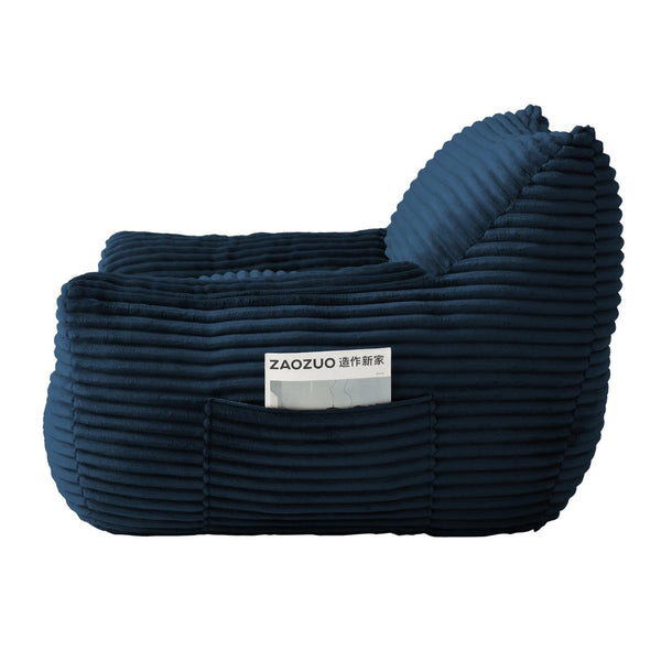 English Elm Bean Bag Chair with Armrests Shredded Foam Fill Oversized Lounge Seat and Ottoman Set Blue W5385P502046