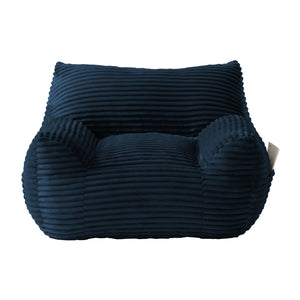 English Elm Bean Bag Chair with Armrests Shredded Foam Fill Oversized Lounge Seat and Ottoman Set Blue W5385P502046
