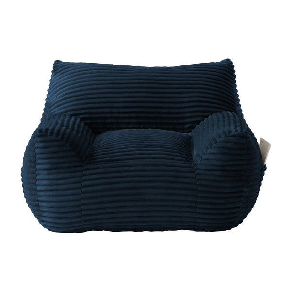 English Elm Bean Bag Chair with Armrests Shredded Foam Fill Oversized Lounge Seat and Ottoman Set Blue W5385P502046