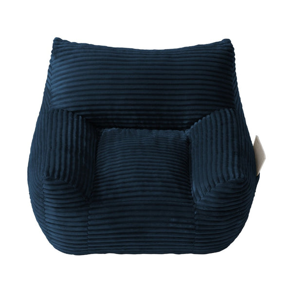 English Elm Bean Bag Chair with Armrests Shredded Foam Fill Oversized Lounge Seat and Ottoman Set Blue W5385P502046