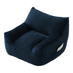 English Elm Bean Bag Chair with Armrests Shredded Foam Fill Oversized Lounge Seat and Ottoman Set Blue W5385P502046