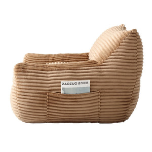 English Elm Bean Bag Chair with Armrests Shredded Foam Fill Oversized Lounge Seat and Ottoman Set Brown W5385P502049
