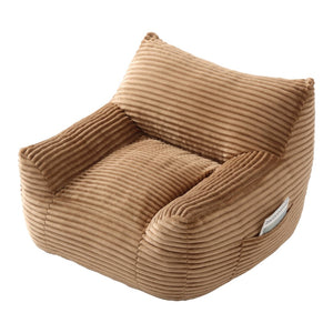 English Elm Bean Bag Chair with Armrests Shredded Foam Fill Oversized Lounge Seat and Ottoman Set Brown W5385P502049