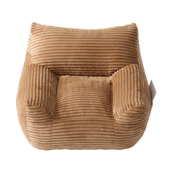English Elm Bean Bag Chair with Armrests Shredded Foam Fill Oversized Lounge Seat and Ottoman Set Brown W5385P502049