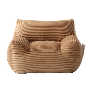 English Elm Bean Bag Chair with Armrests Shredded Foam Fill Oversized Lounge Seat and Ottoman Set Brown W5385P502049