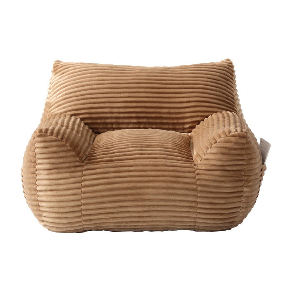 English Elm Bean Bag Chair with Armrests Shredded Foam Fill Oversized Lounge Seat and Ottoman Set Brown W5385P502049