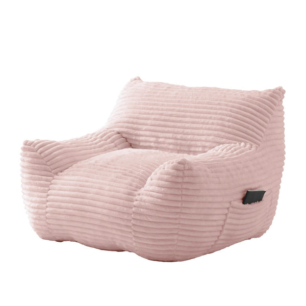 English Elm Bean Bag Chair with Armrests Shredded Foam Fill Oversized Lounge Seat and Ottoman Set Pink W5385P502050