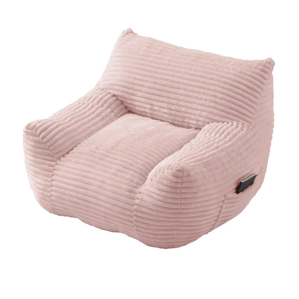 English Elm Bean Bag Chair with Armrests Shredded Foam Fill Oversized Lounge Seat and Ottoman Set Pink W5385P502050