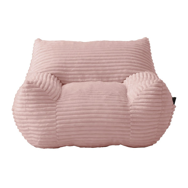 English Elm Bean Bag Chair with Armrests Shredded Foam Fill Oversized Lounge Seat and Ottoman Set Pink W5385P502050