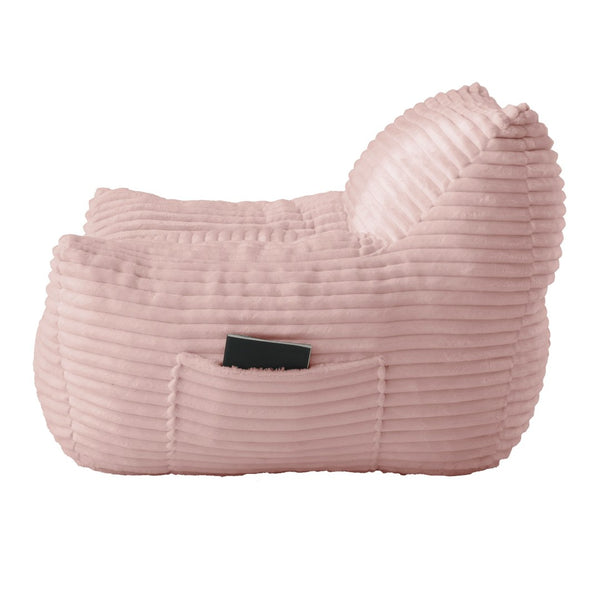 English Elm Bean Bag Chair with Armrests Shredded Foam Fill Oversized Lounge Seat and Ottoman Set Pink W5385P502050