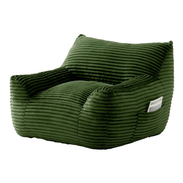 English Elm Bean Bag Chair with Armrests Shredded Foam Fill Oversized Lounge Seat and Ottoman Set Green W5385P502051