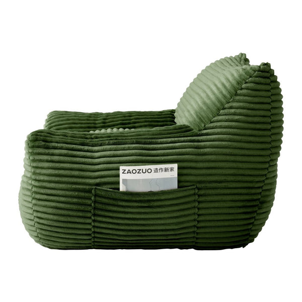 English Elm Bean Bag Chair with Armrests Shredded Foam Fill Oversized Lounge Seat and Ottoman Set Green W5385P502051