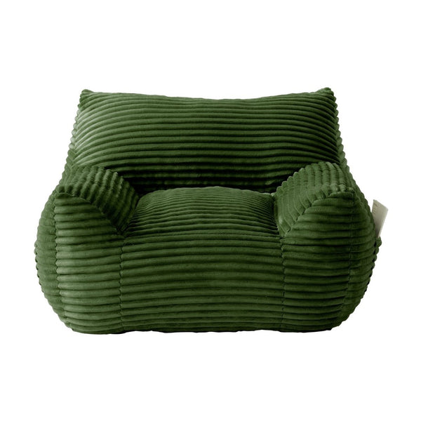 English Elm Bean Bag Chair with Armrests Shredded Foam Fill Oversized Lounge Seat and Ottoman Set Green W5385P502051