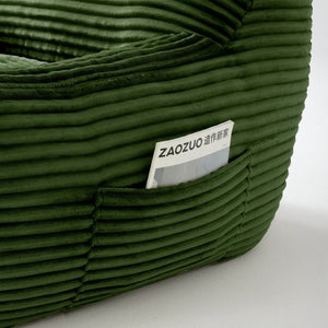 English Elm Bean Bag Chair with Armrests Shredded Foam Fill Oversized Lounge Seat and Ottoman Set Green W5385P502051