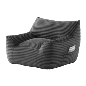 English Elm Bean Bag Chair with Armrests Shredded Foam Fill Oversized Lounge Seat and Ottoman Set Gray W5385P502052