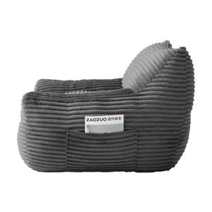 English Elm Bean Bag Chair with Armrests Shredded Foam Fill Oversized Lounge Seat and Ottoman Set Gray W5385P502052