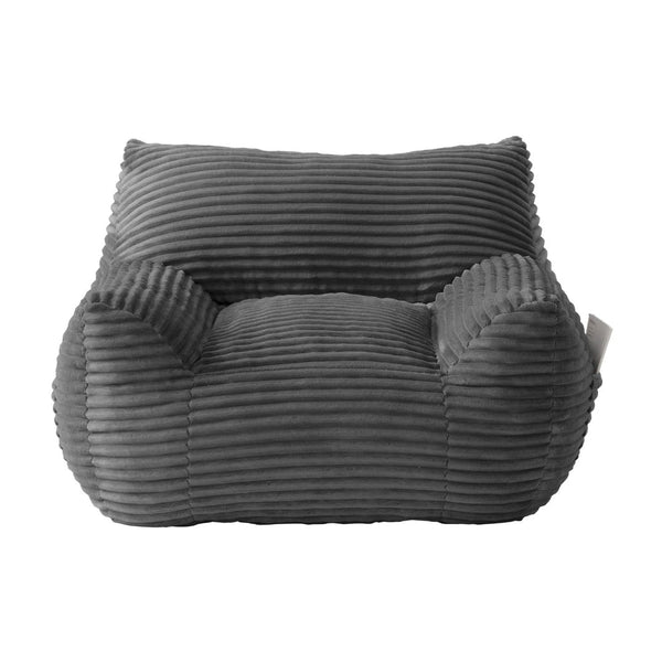 English Elm Bean Bag Chair with Armrests Shredded Foam Fill Oversized Lounge Seat and Ottoman Set Gray W5385P502052